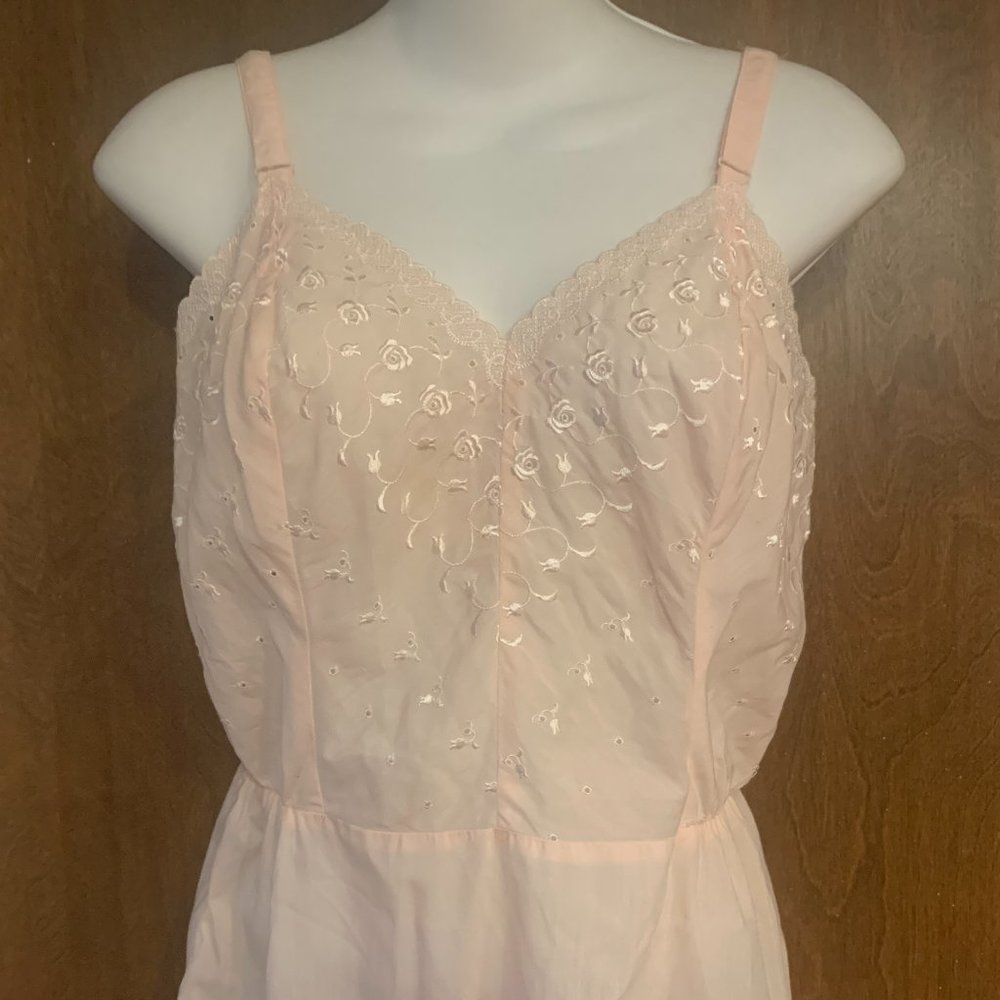 Camisole - Cotton, pink w/roses embroidery, Royal Charmode by Sears Sz 36